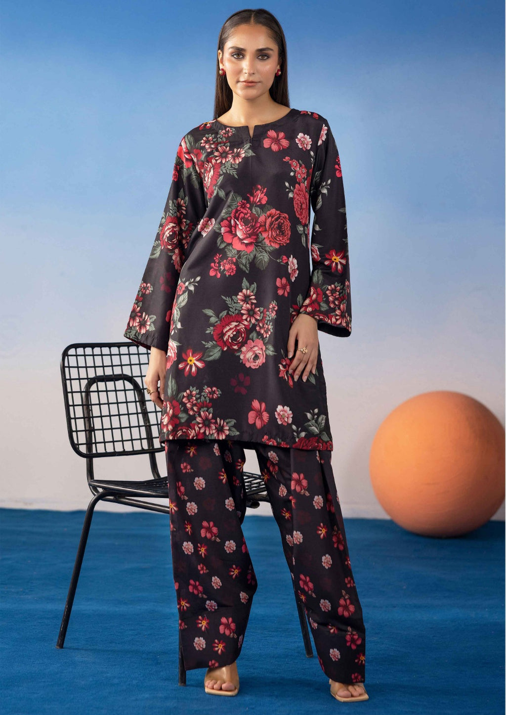2pc lawn silk co ord with farashi short shirt