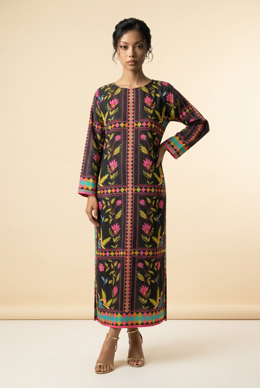 2pc poly silk kaftaan one size