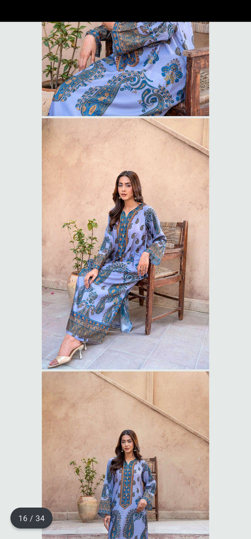 2pc lawn silk kaftaan