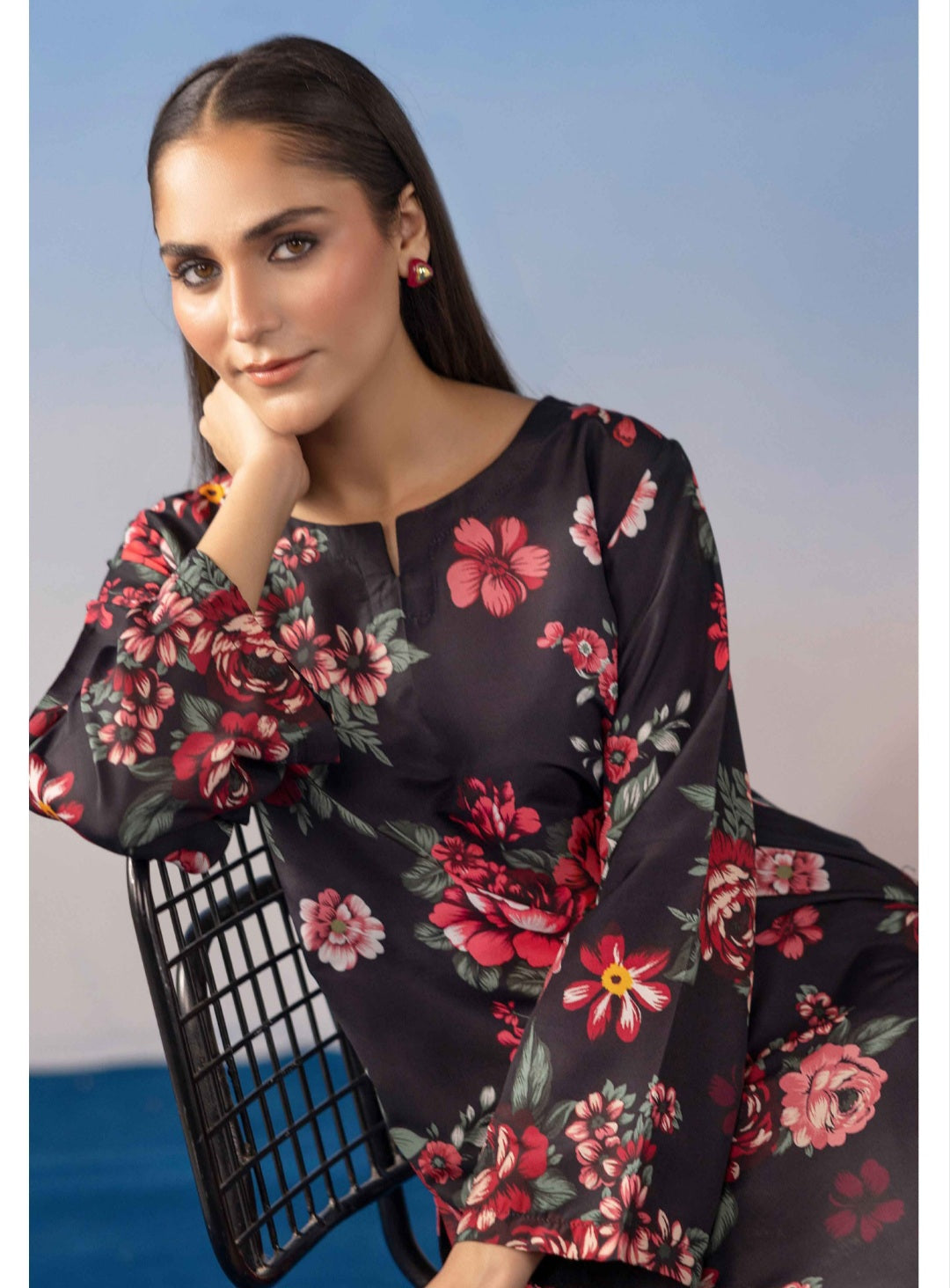 2pc lawn silk co ord with farashi short shirt