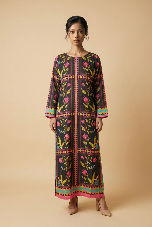 2pc poly silk kaftaan one size